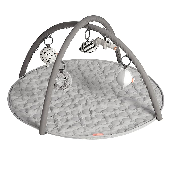 Done by Deer Activity Play Mat Deer Friends Grey - Baby Play Mat with 5 Toys for Sensory Stimulation and Early Development - Hang The Toys in 13 Different Positions on The Arches