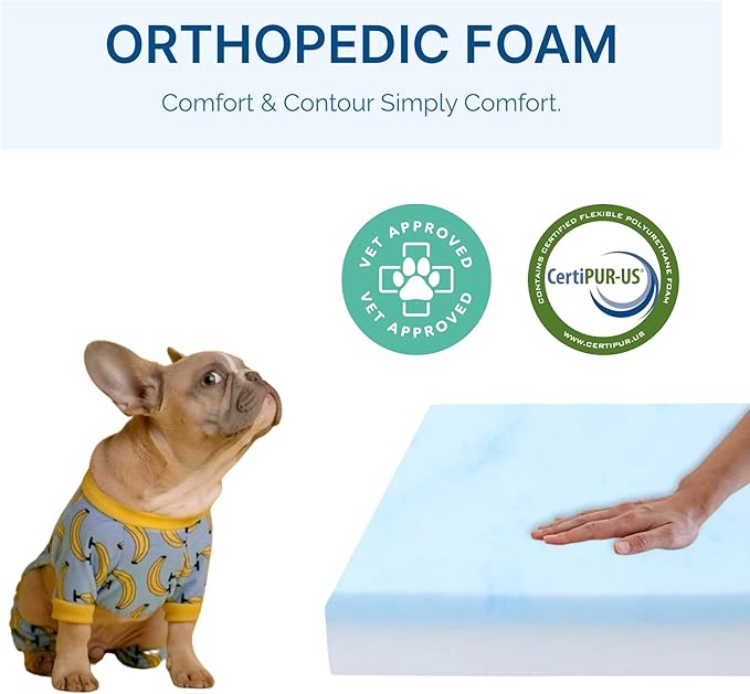 Pet Bed Foam Insert/Dog Bed Pad (3"x22"x33") Gel Memory Foam Insert, Made in USA. Cut to Size Option Available. Custom Memory Foam Insert for Dog Beds. DIY Replacement Cushion.