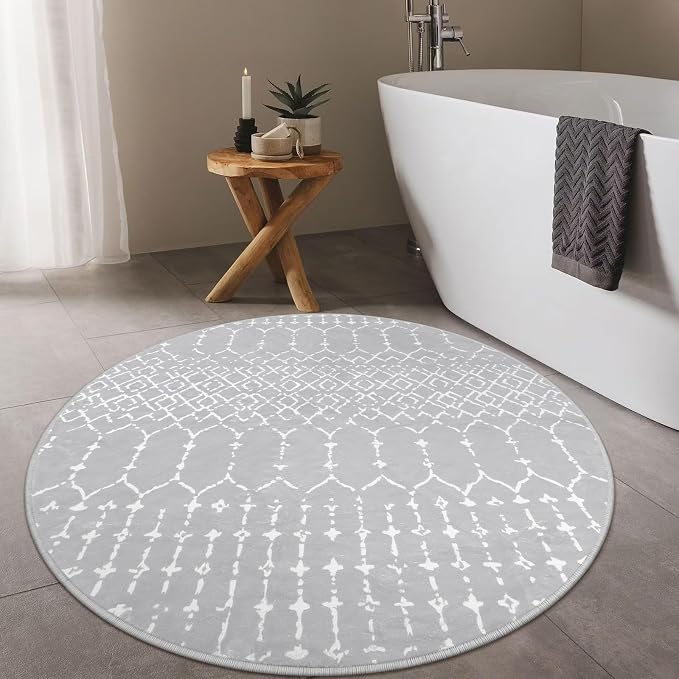 Lahome Moroccan Washable Round Rug 4Ft Round Area Rugs