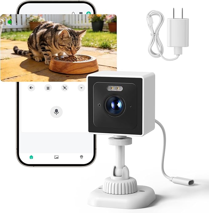 2K Pet Camera for Cat House & Outdoor Shelter, Security Camera with Phone App, IP65 Weatherproof Dog Camera, Clear Night Vision, 2-Way Talk, No Subscription Required
