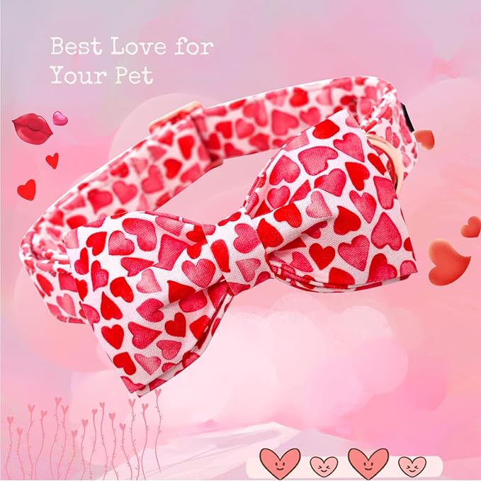 Lionheart Glory Dog Bow Collar with Hearts & Bows for Medium Dogs
