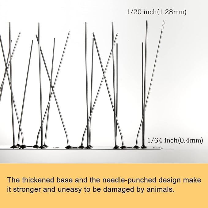 OFFO Bird Spikes with Stainless Steel Base, Durable Bird Spikes Arrow Pigeon Spikes Fence Kit for Keeping Small Bird, Crows and Woodpeckers Away, Covers 25 Feet(7.6m)