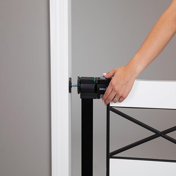 Safety 1st Adjustable Baby Gate for Doorways, Modern Farmhouse Style Gates for Pets, Toddlers, Babies, Children, White and Black