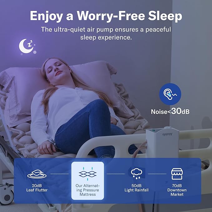 Alcedo Alternating Air Pressure Mattress Pad for Bed Sore and Ulcer Prevention, Hospital & Home Use Medical Mattress Topper for Bedridden Patient, Adjustable Ultra Quiet Pump and Waterproof Cushion