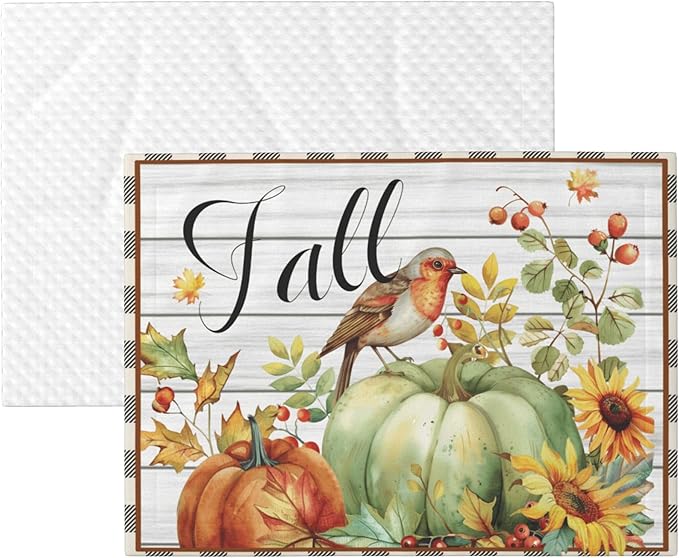 Fall Blanket for Pet - Wood Throw Blanket 40x30 Pumpkin Birds Sunflowers Couch Blankets for Puppy Dogs Cats
