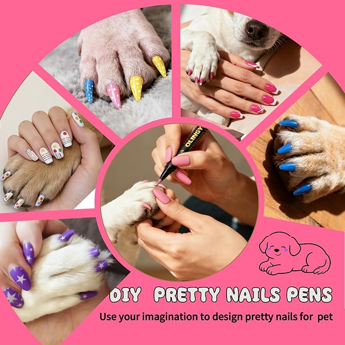 15 Colors Dog Nail Polish Pens Quick Dry, Pet Nail Polish Set for Dogs DIY Dogs Puppy Nails, Dog Safe Nail Polish Non Toxic, Odorless, Easy to Apply