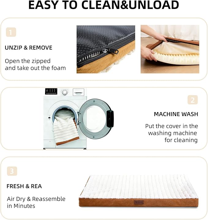 Orthopedic Dog Bed with Firm High-Density Egg Crate Foam Mattress,Soft Short Plush Surface Pet Beds,Machine Washable with Removable Cover & Non-Slip Bottom for Small Breeds(Brown, 23"L x 17"W x 3"H)