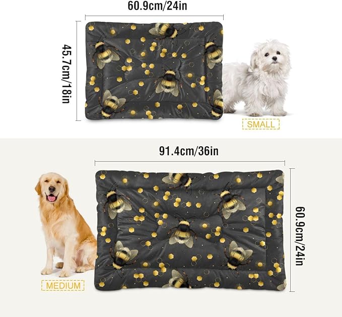 Pet Bed Yellow Bee Gold Dog Bed Mat Absorbing Non Slip Pad Pet Sleeping Mat for Small, Medium, and Large Dogs Puppy Cat 36 in x 24 in