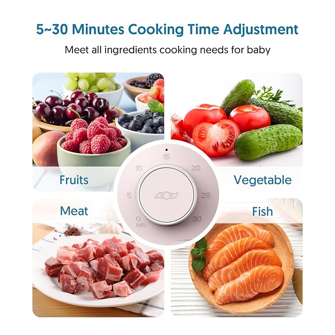Baby Food Maker Bellababy Baby Food Processor, Puree Blender Steamer with Reversible Steam Basket, One Button Easy Operation & Large Opening for Easy Cleaning