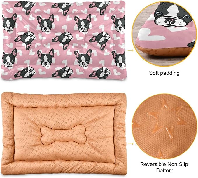 Pet Bed Cute French Bulldog Dog Bed Mat Absorbing Non Slip Pad Pet Sleeping Mat for Small, Medium, and Large Dogs Puppy Cat 36 in x 24 in