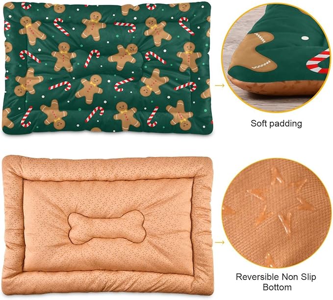 Christmas Gingerbread Man Pet Bed Cute Dog Bed Mat Absorbing Non Slip Pad Pet Sleeping Mat for Small, Medium, and Large Dogs Puppy Cat 24 in x 18 in