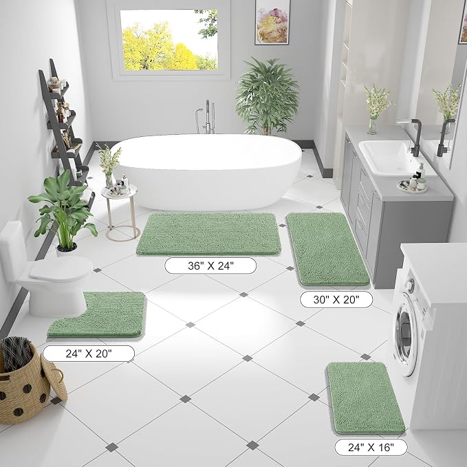 OLANLY Large Bathroom Rugs 70x46, Extra Soft Absorbent Chenille Bath Rugs