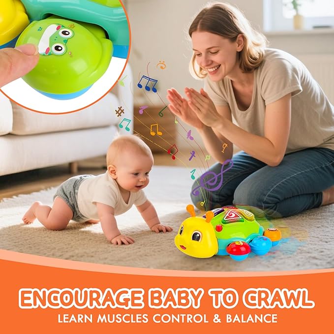 Musical Baby Toys, Infant Light up Music Toys Tummy Time Development, Crawling Toy for 6 7 8 9 10 11 12+ Month Old, Christmas Birthday Gifts for Babies
