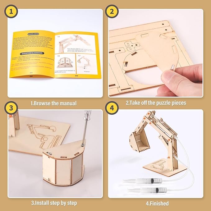 STEM Science Kits for Kids Ages 8-12 8-10, Wood Building Crafts Kits for Boys 6-8, STEM Toys for Boys Age 8-12 6 7 10 11 13 Years Old Gifts, Engineering Experiment Projects, 3D Wooden Puzzles 8-13