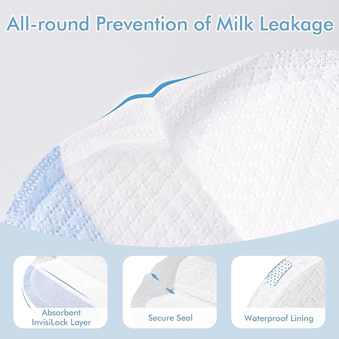 NCVI Super Absorbent Disposable Nursing Pads 180 Count, Stay Dry Breast Pads for Leaking Milk, Soft and Breathable, Leakproof Nipple Pads Individually Wrapped, Breastfeeding Essentials for Moms