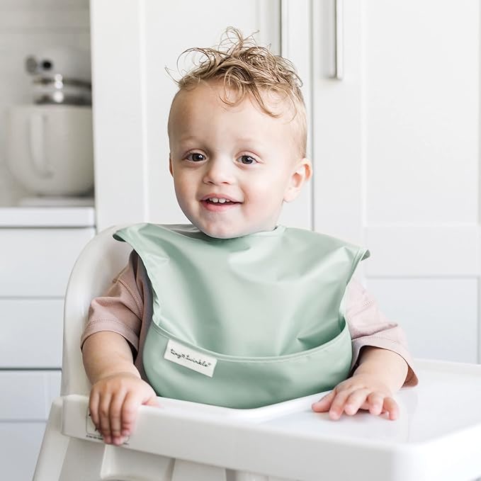 Tiny Twinkle Mess Proof Baby Bibs for Eating - Waterproof, Wipeable Bibs - Toddler Bibs - Travel Friendly - PFAS, PVC, BPA, Phthalate Free - Baby Food Bibs(3 Pack,Cowboy)