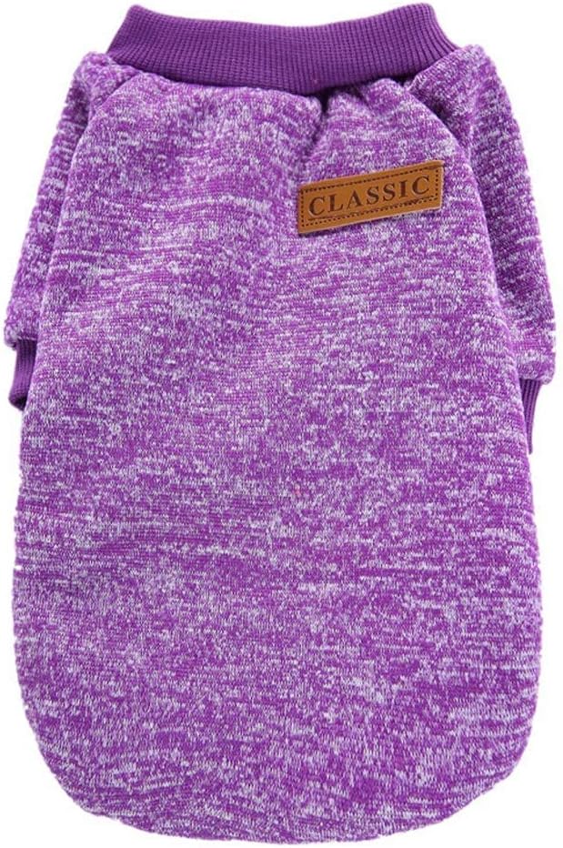 Jecikelon Dog Clothes Dogs Sweater Soft Puppies Clothing Winter Puppy Sweaters Warm Outfit for Dogs Small XXS XS Cat Apparel (Large, Purple)