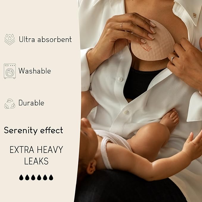 Curve by Cache Coeur Essential Plus Night Nursing Pads – 4-Pack Reusable Ultra-Absorbent Breastfeeding Pads – Leakproof & Washable – Heavy Flow Protection – Oeko-TEX Certified