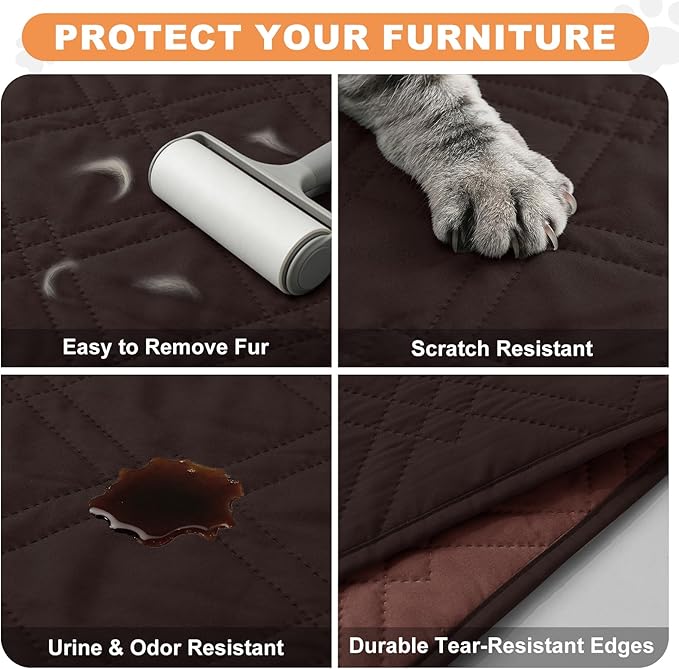 100% Waterproof Dog Couch Protector, Triple-Layer Waterproof Dog Bed Cover Pet Blanket Reversible 2-Tone Sofa Shield, Non-Slip Furniture Guard for Pets(42×50 Inch, Chocolate+Coffee)