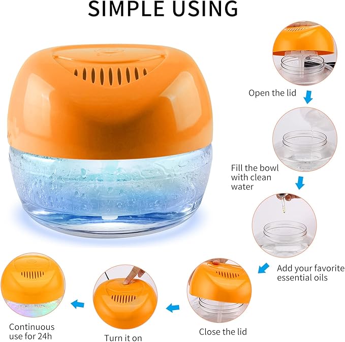 Water-Based Purifier Air Washer, Air Revitalizer & Freshener, Air Fresher with 7 LED Color Changing Light for Rooms (LightYellow)