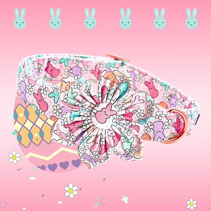 Lionheart glory Easter Day Dog Collar with Flower Dog Collar for Small Dogs, Rabbits Colorful Dogs Collars Flowers Spring Collars Puppy Flowers
