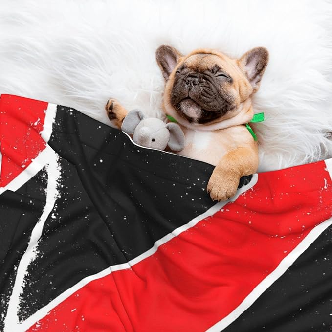 Two Sided Plush Pet Blanket for Crates Carriers Home Use, Trinidad and Tobago Flag, Reversible Throw with Cozy Dot Fabric and Silky Reverse for Small Large Pets