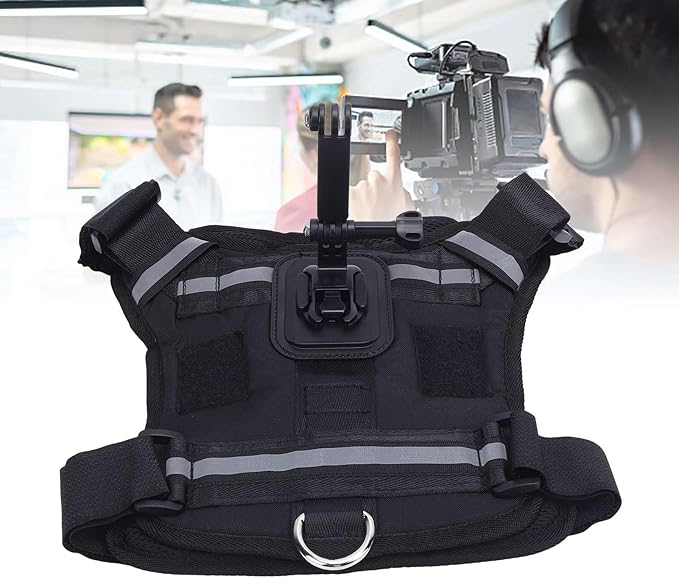 Action Camera Dog Harness Mount, Nylon Pet Harness Vest with Adjustable Straps, Chest & Back Fixation for Large Medium Small Dogs 835kg, Compatibility for Recording