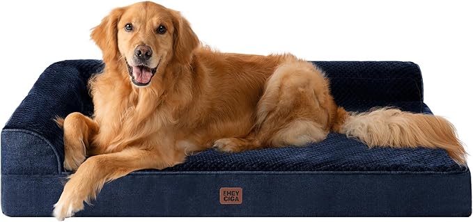 EHEYCIGA Extra Large Dog Bed Othorpedic, Memory Foam XL Dog Bed with Washable Removable Cover, Waterproof Pet Sofa Couch XLarge Size Dogs with Nonskid Bottom, 44x32x6.5, Navy Blue