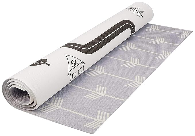 Baby Care Play Mat (Medium, Nordic Trails - Morning Fog Arrows) 73’’ x 49’’ Original One-Piece Reversible Rollable Waterproof Play Mat for Infants, Babies, Toddler, and Kids