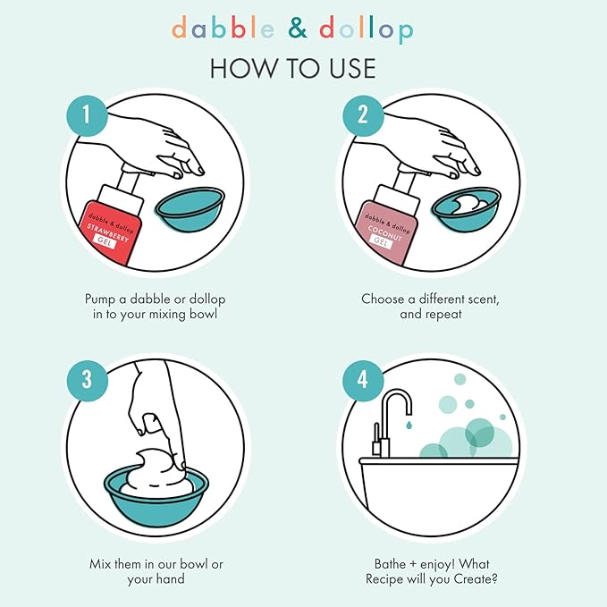 Dabble & Dollop Citrus Kiss Bundle, Natural Bubble Bath, Body Wash & Shampoo for Kids, USA-made, Paraben & Sulfate Free, Vegan, Gluten-Free, Tear-Free, Tangerine, Vanilla, Lemon (Set of 3)