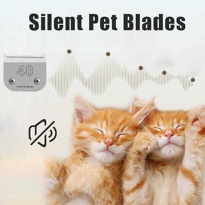 40 Blades for Dog Grooming Blades Compatible with Andis,Oster A5,Wahl km10 Dog Clippers,Size-#40, 1/100-Inch Cut Length (0.25mm) (3pcs #40)