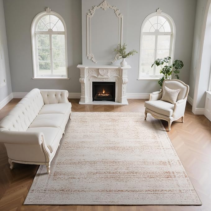 8x10 Washable Area Rugs for Living Room, Dining Room- Modern Abstract Large