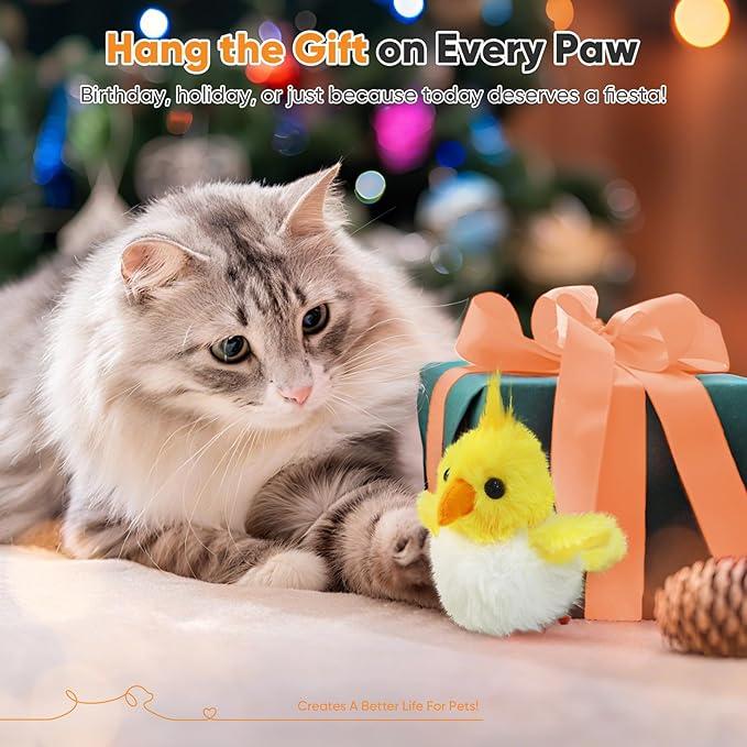 Petbobi Cat Toys Flapping Bird– Interactive Bird Cat Toy with Flapping Wings and Chirping Sounds, USB Rechargeable Motion-Activated Catnip Toy for Indoor Cats & Kittens (Non-Flying)