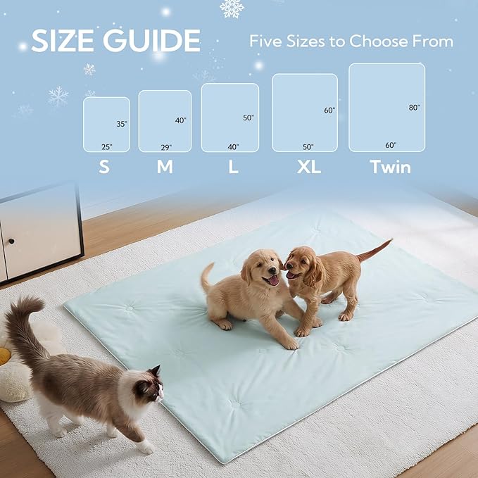 Soulbond Cooling Blanket for Medium Dogs - Q-MAX>0.45, Washable Cool Pet Cats Throw Blanket for Hot Weather, Self-Cooling Soft Dog Mat for Bed Crates Couch Sofa Cars(29"x40", Aqua Green)