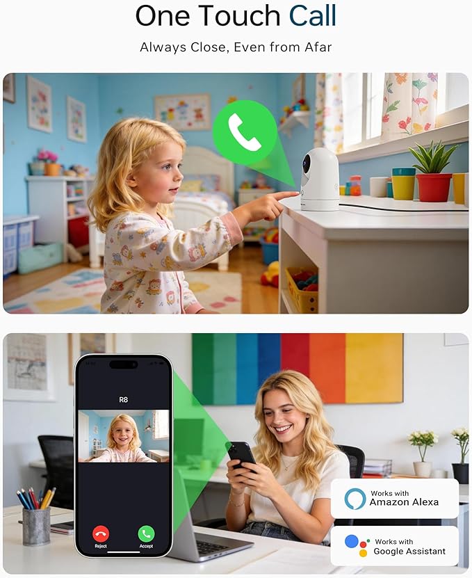 FOSCAM 4K Indoor Camera, Full Space Sense WiFi Camera with 360° Radar Auto-Tracking Baby Monitor & Pet Camera - No-Blind-Spot View, One Touch Call, Human/Motion/Sound Detection, Compatible with Alexa
