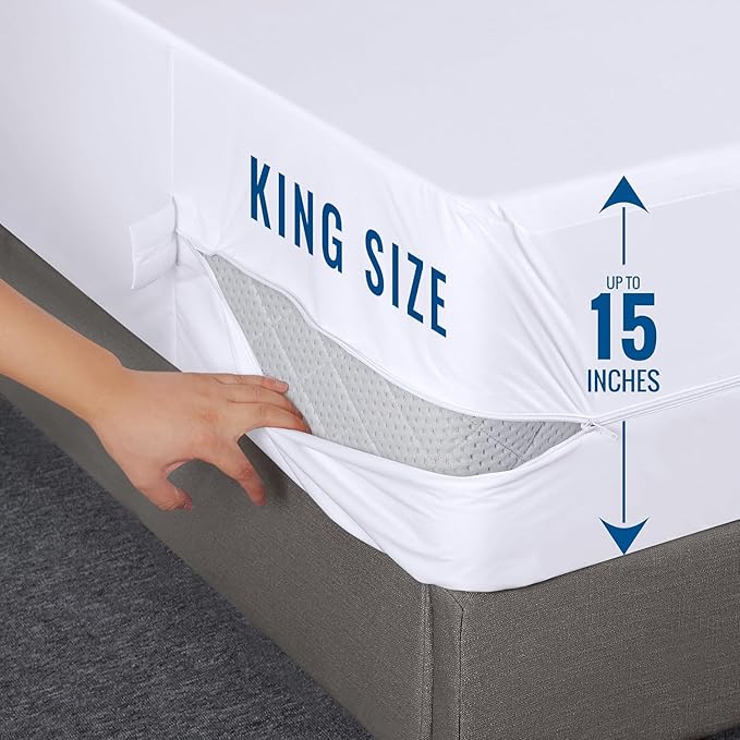 Utopia Bedding Zippered Mattress Encasement King Size (Pack of 8), 100% Waterproof, Dust Mite and Bed Bug Proof Mattress Protector, Absorbent 6-Sided Mattress Cover