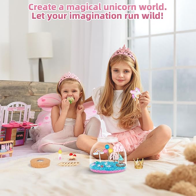 Unicorn Light Up Terrarium for Girls – DIY Garden Craft with LED | STEM Kit, Arts & Crafts Gift for Kids Ages 4-8 by Ednzion
