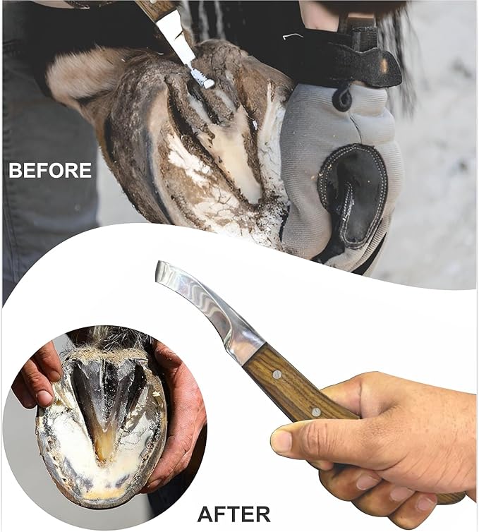 Farrier Hoof Knives Set–Professional Left & Right Handed Hoof Trimming Knives with Razor Sharp Stainless Steel Blades,Ergonomic Design for Precision Hoof Care for Farriers&Equestrians