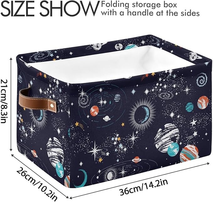 Storage Basket Bin Space Galaxy Constellation Organizer Basket Collapsible Shelf Basket Cube with handle for Nursery Bedroom Bathroom, one sizex1