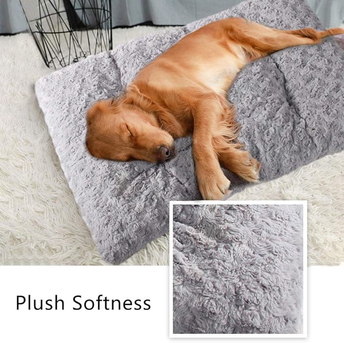 PAWISE Shape Memory Dog Bed Deluxe Plush Mattress for Dogs & Cats Nonslip Bottom Pet Beds for Medium Large Dogs 35.8 X 24in