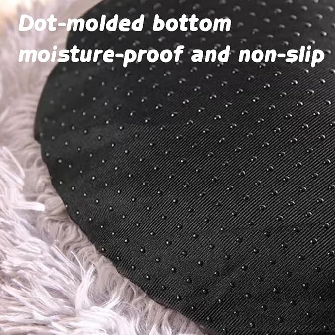 Plush Fluffy Dog and Cats Round Bed, Ultra-Soft Plush with Raised Rim, Non-Slip Bottom, Plush Cat Bed with A Cover, for Small Dogs and Cats (Pink, Medium)