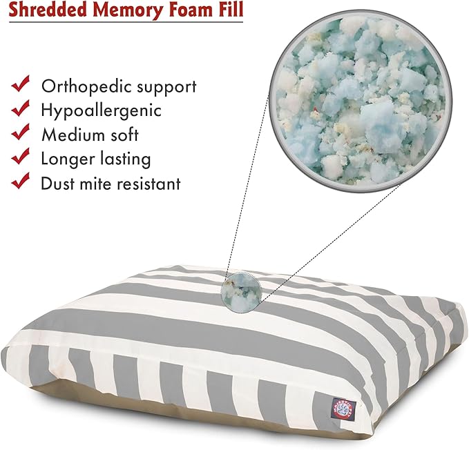 Majestic Pet Shredded Memory Foam Dog Bed Small with Removable Washable Cover – Rectangle Orthopedic Pet Bed–Durable Crate Bed for Senior Dogs - (27x20) S - Trellis - Peach