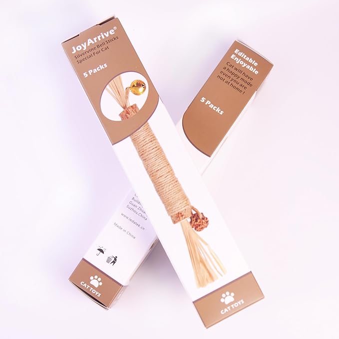 Natural Dried Matatabi Cat Chew Stick with Gall Fruit, Raffia Grass & Bell Cat Ball Toys, Handmade Silvervine Sticks Interactive Catnip Toys for Teething & Entertainment (Size M Color D)