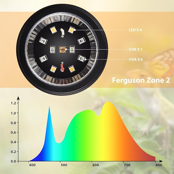 UVB Light for Reptiles, UVB Bulb 5W 5.0 UVB LED Lamp, Reptile Light Bulb, Provide Sufficient UVB Exposure for Tropical Spices-Not Heat Lamp