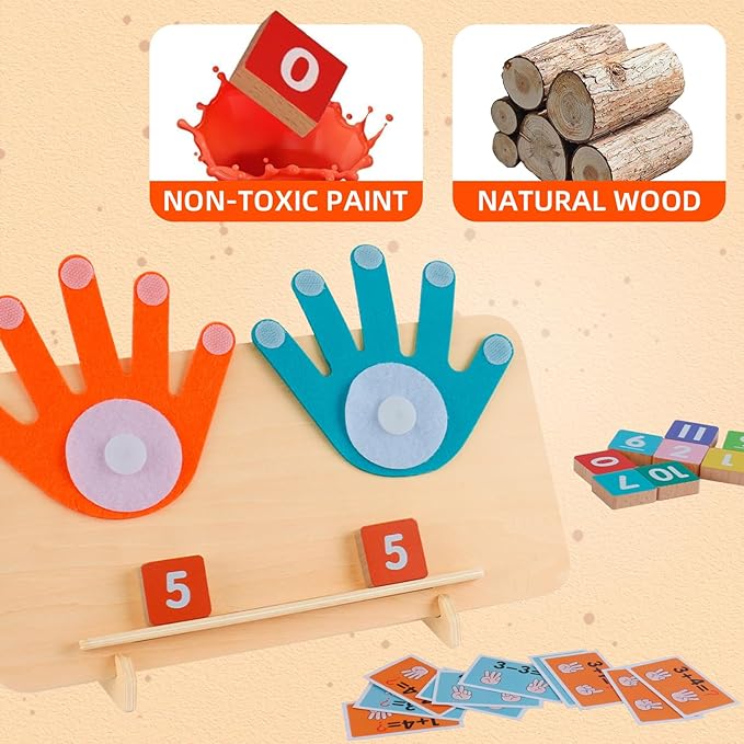 Preschool Learning Toys for Toddlers 3+ Years, Educational Number Counting Blocks for Kids, Homeschool Supplies for Math Manipulates, Finger Counting Math Toy, Montessori Toys for Kids Age 3+