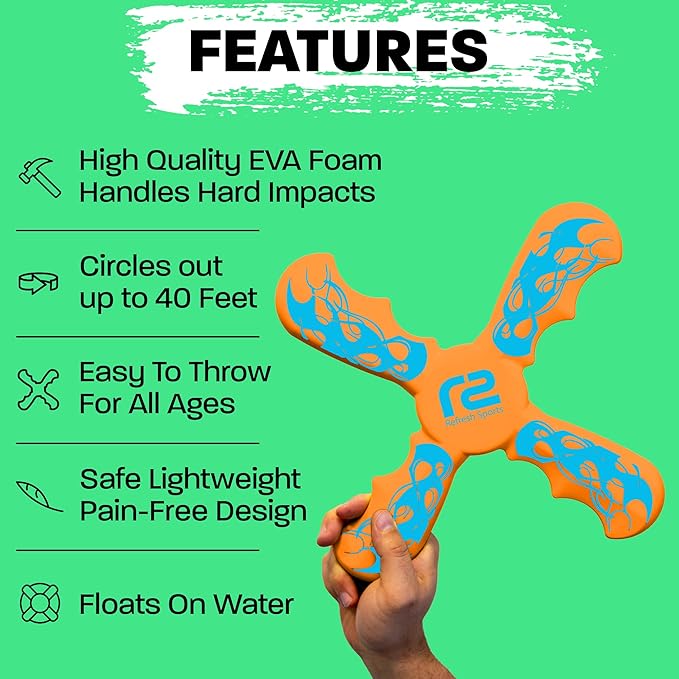 Refresh Sports Soft Boomerang - Best Gifts for Boys & Girls - Fun Kid Stocking Stuffers & Holiday Presents - Outdoor Toys & Birthday Party Favors - Goodie Bag Easter Basket Stuffers for Kids