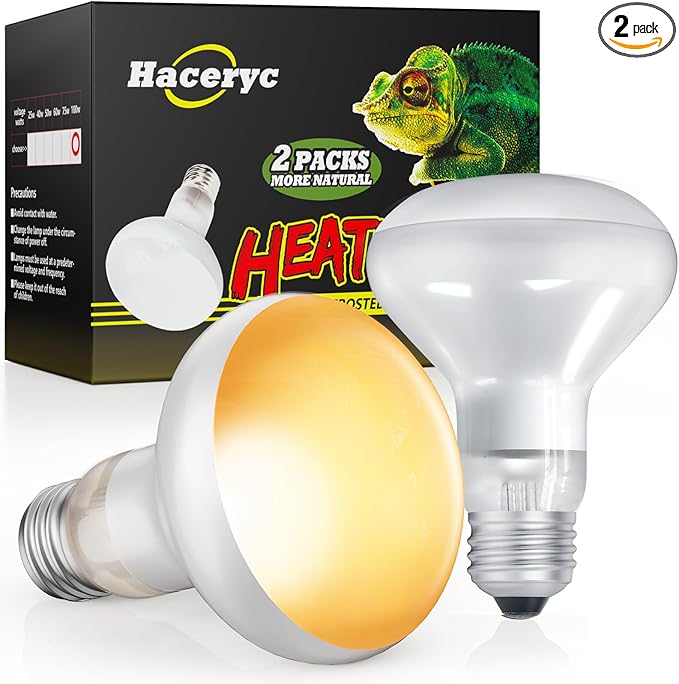 Reptile Heat Lamp, Simulate Natural Sunlight Heat Light Bulbs 2 Pack 50W Amphibians Basking Heat Lamp Bulbs for Reptiles, Bearded Dragon, Lizard, Turtle, Chicken