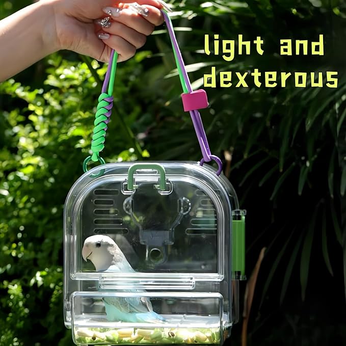 Portable Plastic Bird Cages，Travel Bird Cage,Lightweight Waterproof Ventilated Small Bird Cage,Outdoor Use Easy to Carry,for Small Birds, Budgies and Pet Birds (Purple, B)
