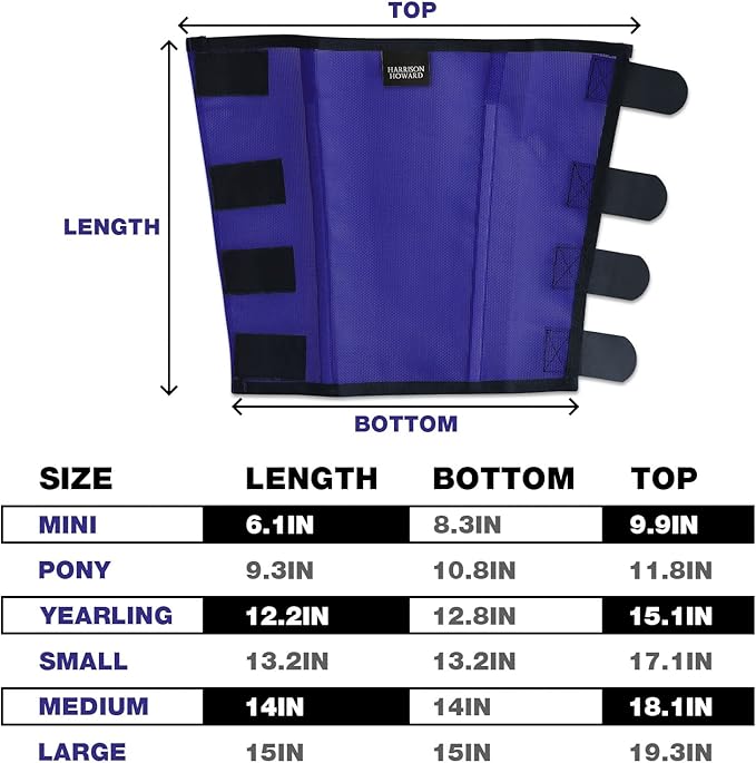 Harrison Howard Loose Fitting Fly Boots UV-Protective Extra Tough Mesh Ventilated Four Fasteners Stay-on Design Protect Horse Legs & Stomp-Reducing Set of 4 Deep Navy Yearling