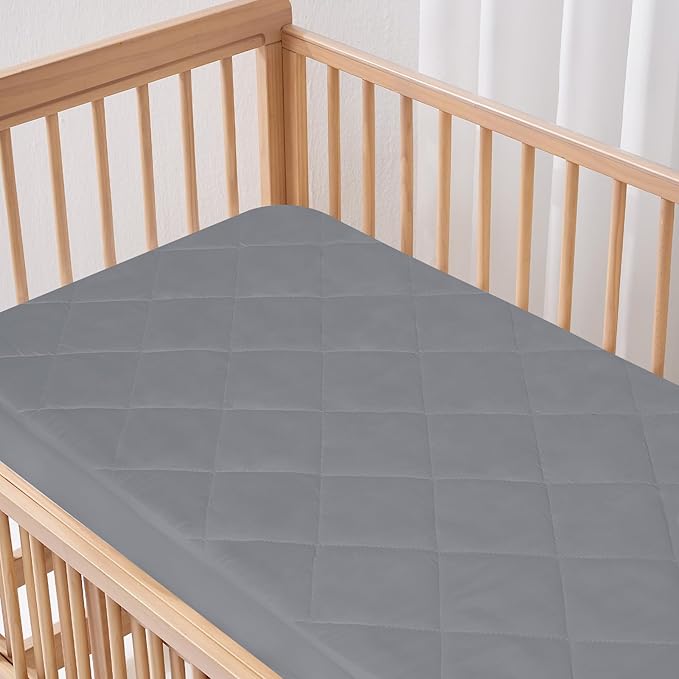 Mini Crib Mattress Protector Sheets Fitted Waterproof Mini Crib Mattress Protector Pad Cover Gray 2 Pack Quilted 38" x 24"